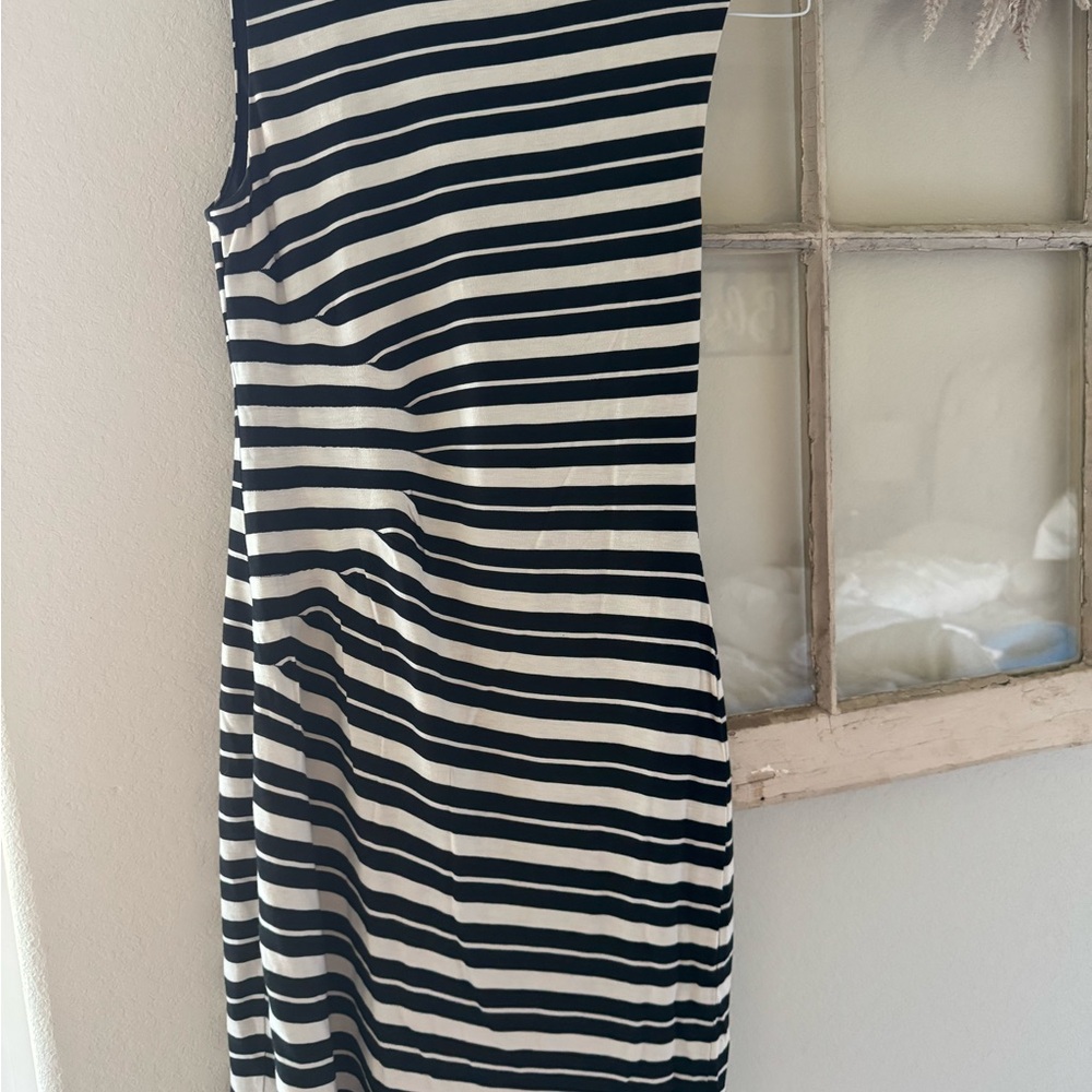 LOFT Black and White Striped Dress